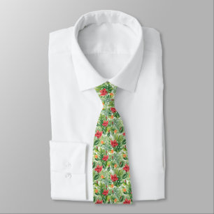 Cravate Fleurs et feuilles tropicaux
