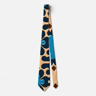 Cravate Fleurs Feuille Bleu Beige Motif Floral