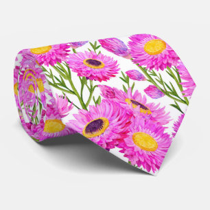 Cravate Fleurs florales de marguerites en papier rose
