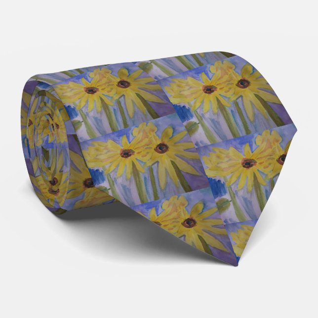 Cravate Fleurs jaunes (Roulé)