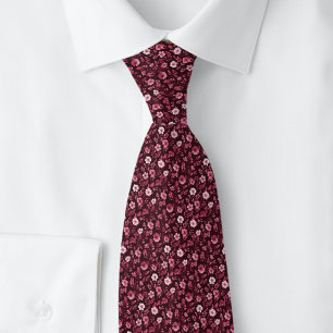 Cravate Fleurs Minuscules Claret Profond