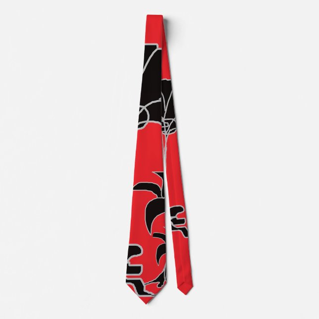 Cravate Fleurs noires rouges (Devant)
