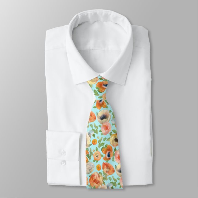Cravate Fleurs orange de printemps (Attaché)