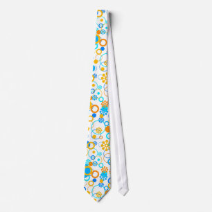 Cravate Fleurs oranges bleues