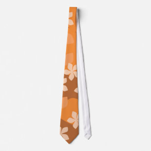 Cravate Fleurs oranges. Rétro modèle floral