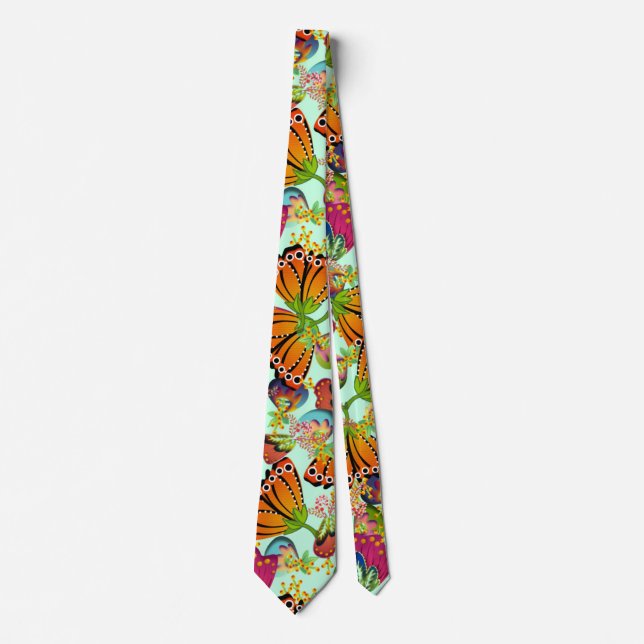 Cravate Fleurs papillons (Devant)