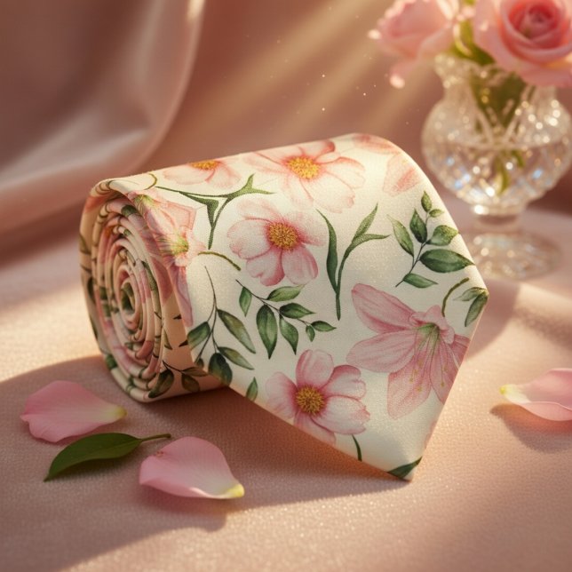 Cravate Fleurs Pastel Couleurs Douces (Créateur téléchargé)