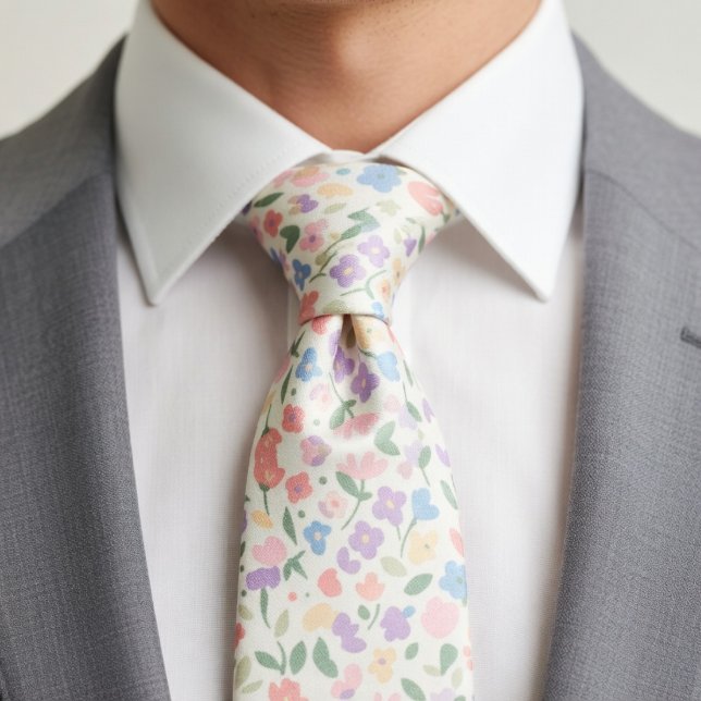 Cravate Fleurs pastel dans un motif fantaisiste (Créateur téléchargé)