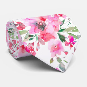 Cravate Fleurs printanières H2 de PixDezines Rose Rouge