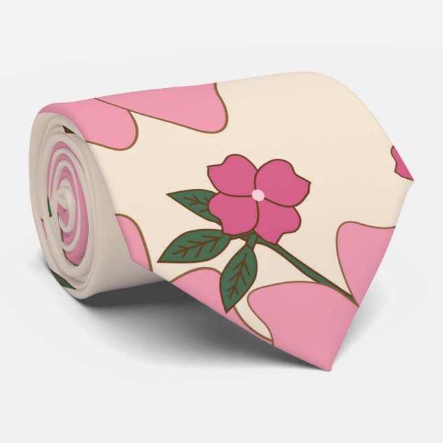 Cravate Fleurs Roses, Motif Floral, Motif De Fleurs (Roulé)
