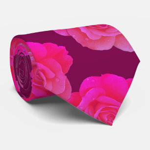 Cravate Fleurs Roses roses chaudes Vin Maroon rouge Cadeau