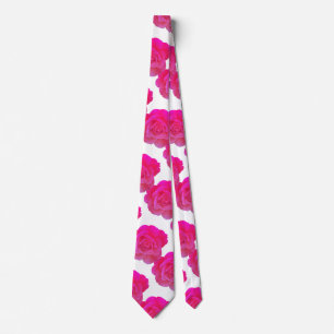 Cravate Fleurs Roses vives rose blanc Fleurs Cool Cadeau F