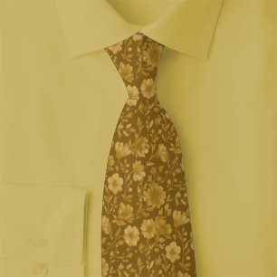 Cravate Fleurs sauvages caramel
