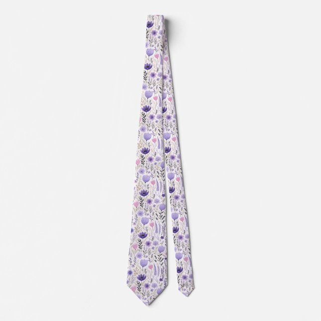 Cravate Fleurs sauvages pastel  (Devant)