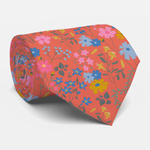 Cravate Fleurs sauvages rouges Boho modernes