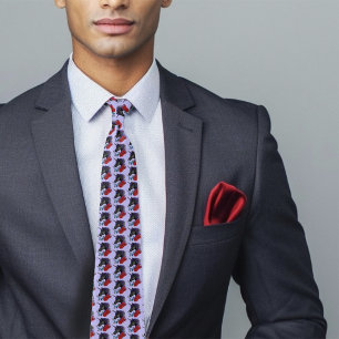 Cravate Fleurs Unicorne Noire violet