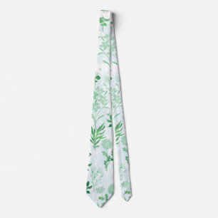 Cravate Fleurs vertes Peinture Botanique