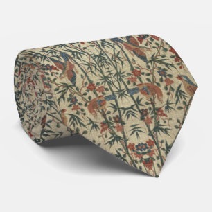 Cravate Fleurs vintages d'oiseaux textiles