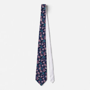 Cravate Fleurs vintages sur bleu marine