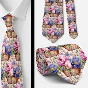 Cravate Fleurs violettes violettes violettes violettes ros