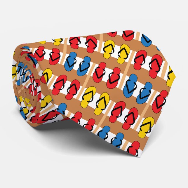 Cravate Flip Flops Couleurs primaires Bandes (Roulé)