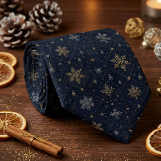 Cravate Flocon de neige bleu marine Luxe Vacances d'hiver