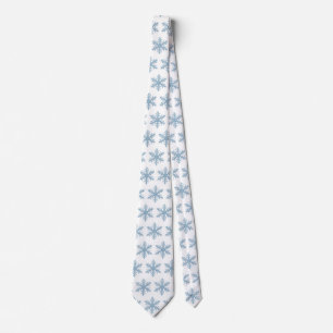 Cravate Flocon de neige bleu poussiéreux minimaliste Éléga