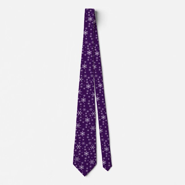 Cravate Flocon De Neige De Noël En Violet (Devant)