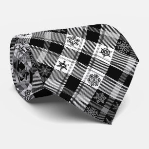 Cravate Flocon de neige noir - Motif de Noël