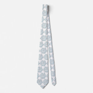 Cravate Flocons de neige de Noël bleus, motif de blizzard