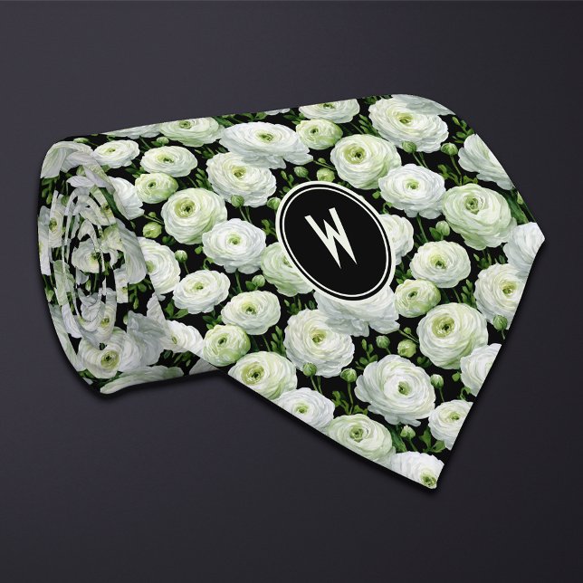 Cravate Floral blanc Ranunculus (Créateur téléchargé)