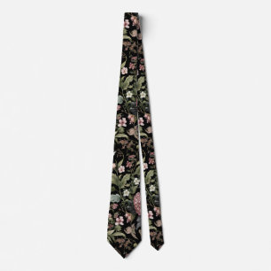 Cravate Floral botanique noir