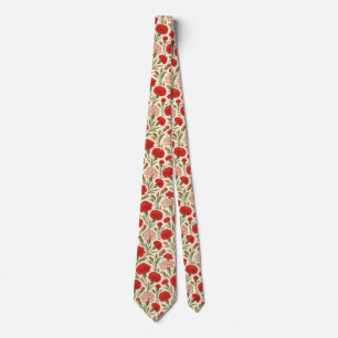 Cravate Floral de carnation rouge vintage