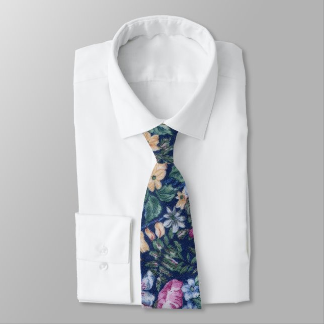 Cravate floral de la marine (Attaché)