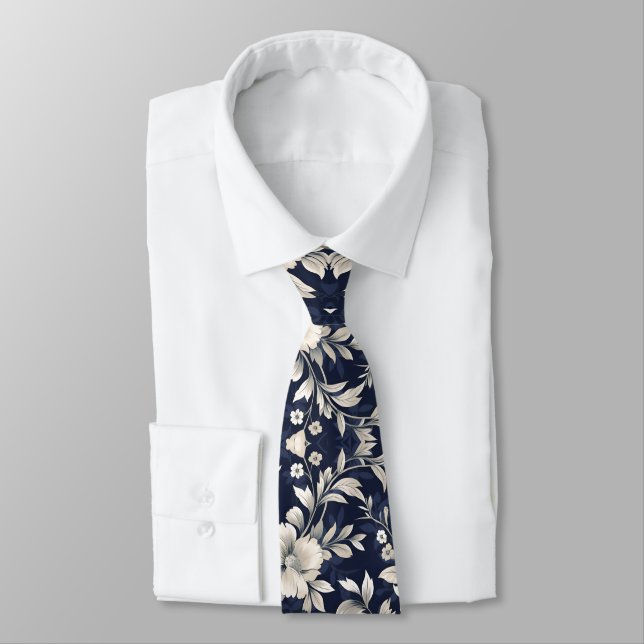 Cravate Floral en bleu (Attaché)