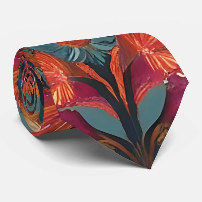 Cravate floral et géométrique Eclectique (Roulé)
