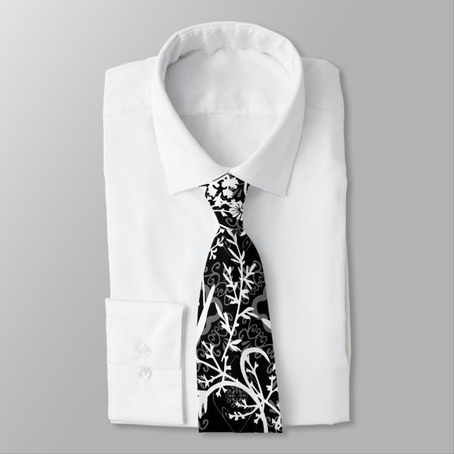 Cravate Floral Flower Gris (Attaché)