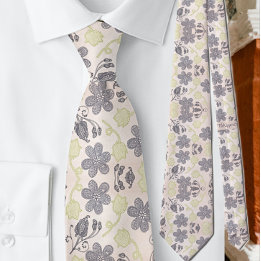 Cravate Floral Pastel Pink Botanical Special Occasion Tie