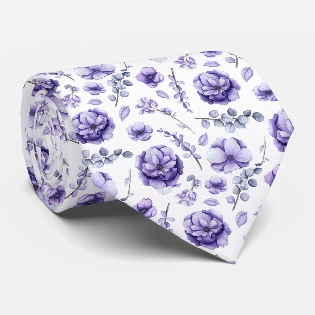 Cravate Floral pourpre (Roulé)