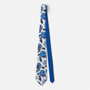 Cravate Floral Rose bleu 1