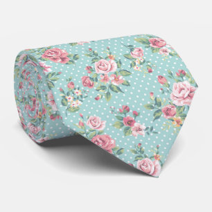 Cravate Floral vintage et Poka Dot