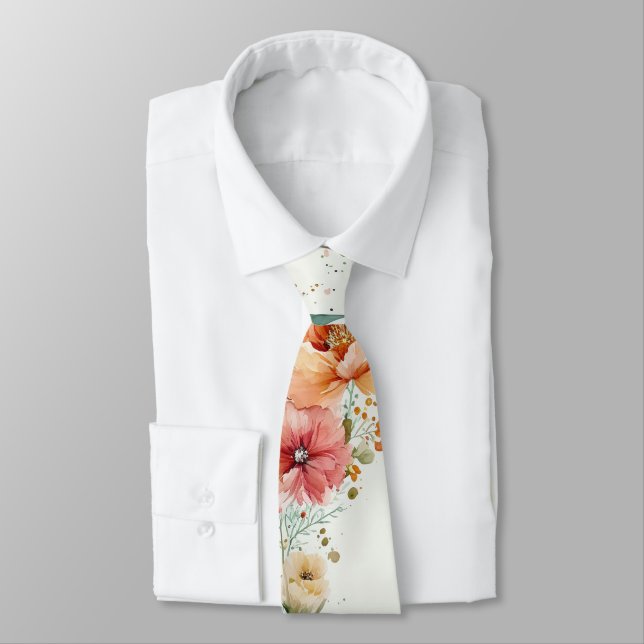 Cravate florale aquarelle (Attaché)