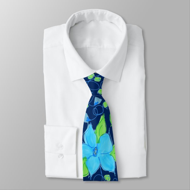Cravate florale bleu clair (Attaché)