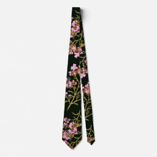 Cravate florale noire