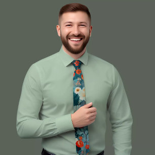 Cravate florale peinte à la main unique