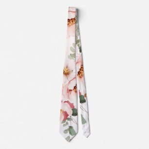 Cravate Florales roses Elégant Mariage Eucalyptus