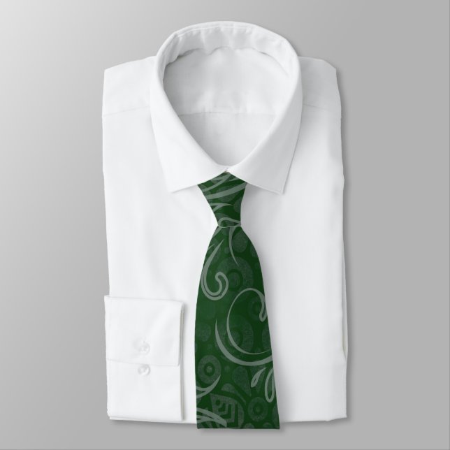 Cravate Flore verte moderne et fleurs Groomsmen (Attaché)