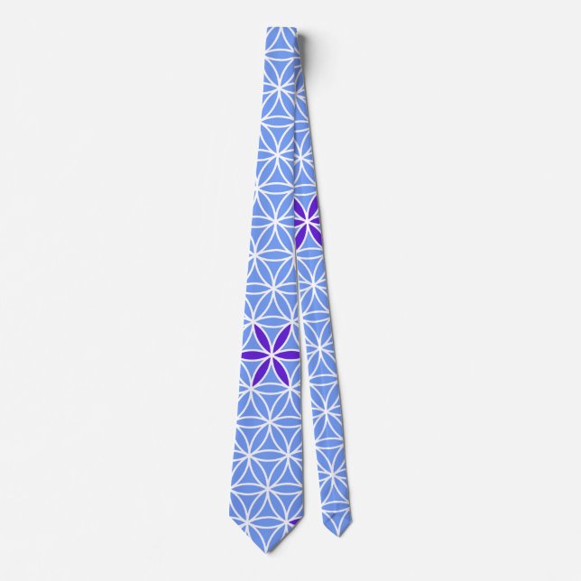 Cravate Flower Of Life - timbre sans couture motif - bleu (Devant)