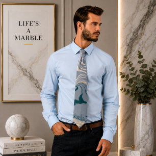 Cravate Fluide Marbre bleu et gris