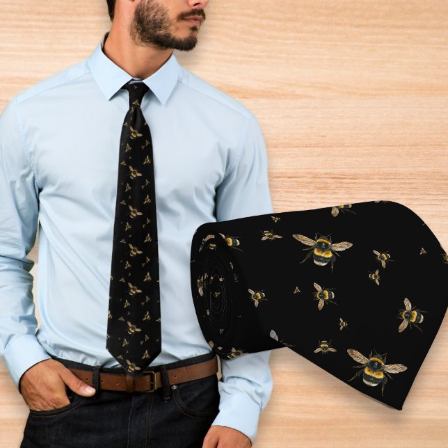 Cravate Flying Bumblebees Motif Black (Créateur téléchargé)